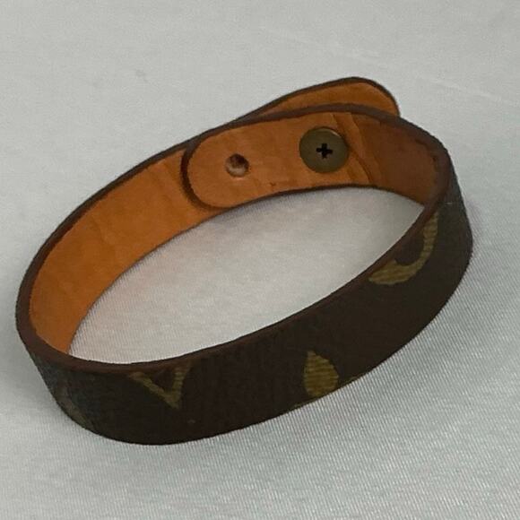 Louis Vuitton Monogram Canvas Vachetta Leather Bracelet Bonze - Picture 2 of 11